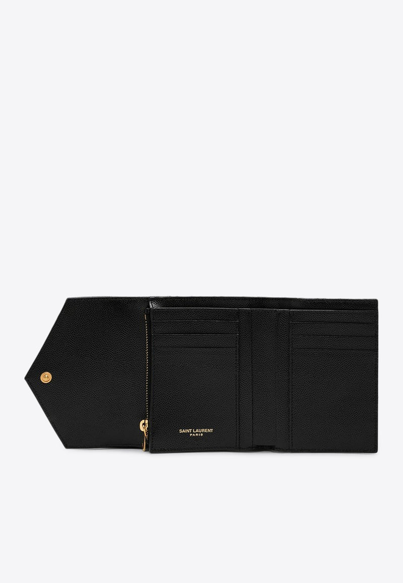 Saint Laurent Cassandre Compact Tri-Fold Wallet Black 651028BOW91/P_YSL-1000