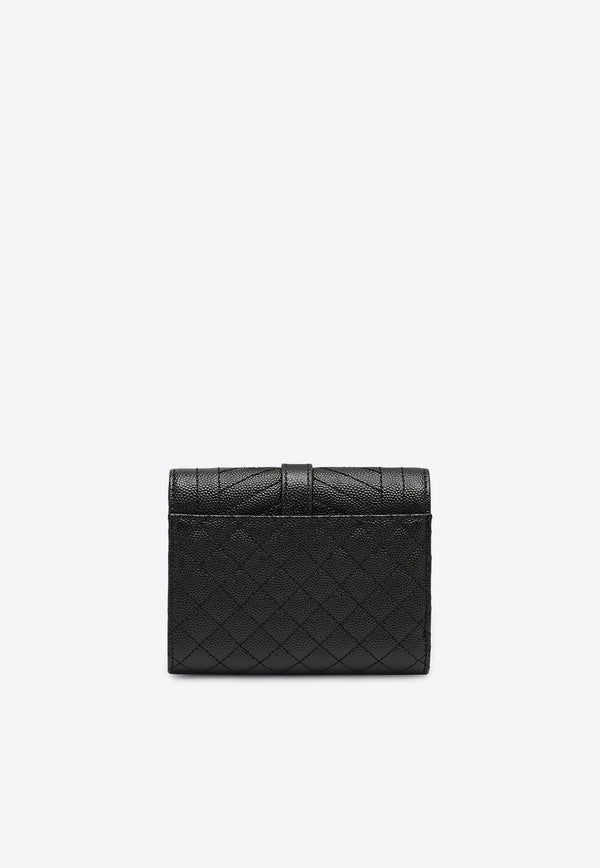 Saint Laurent Cassandre Compact Tri-Fold Wallet Black 651028BOW91/P_YSL-1000