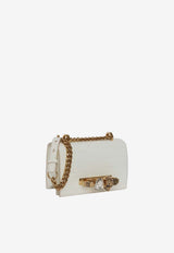Alexander McQueen Mini Jeweled Croc-Embossed Leather Crossbody Bag White 6531341HB0T 9006