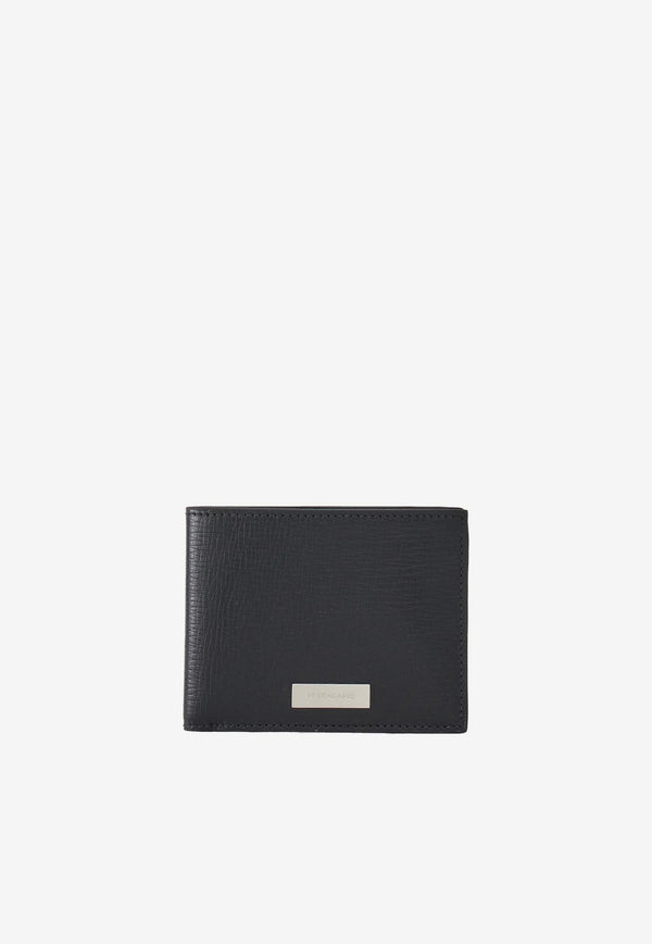 Salvatore Ferragamo Logo Bi-Fold Leather Wallet 661202 LINGOTTO 763254 NERO Black