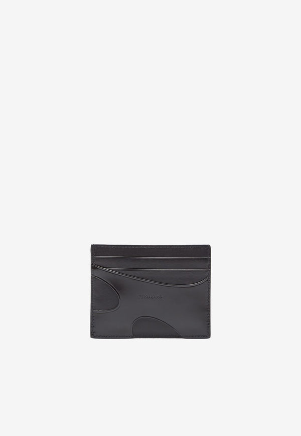 Salvatore Ferragamo Leather Cardholder with Cut-Outs 661261 CUT OUT 764227 NERO Black