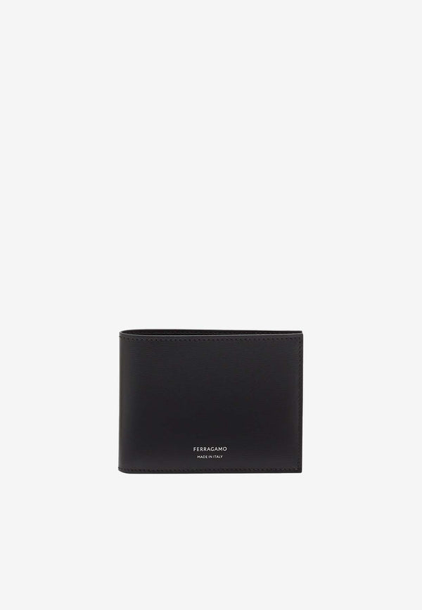 Salvatore Ferragamo Classic Logo Bi-Fold Leather Wallet Black 661325 FLORENCE 770089 NERO