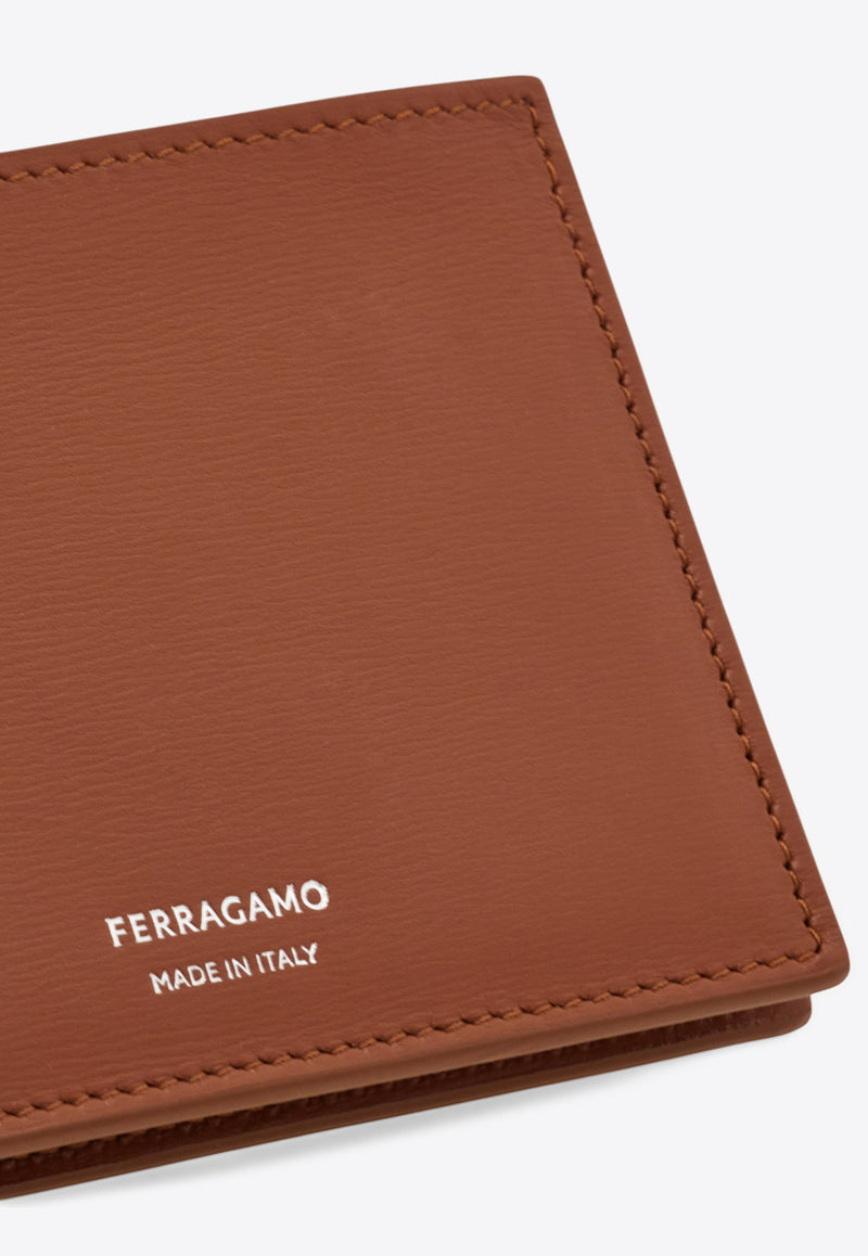 Ferragamo Florence Bi-Fold Leather Wallet Cognac 661325 FLORENCE 784533 NEW COGNAC