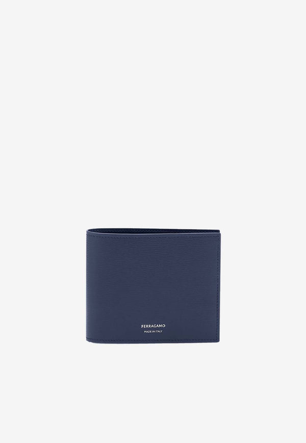 Salvatore Ferragamo Logo Bi-Fold Leather Wallet Midnight Blue 661328 FLORENCE 775364 MIDNIGHT