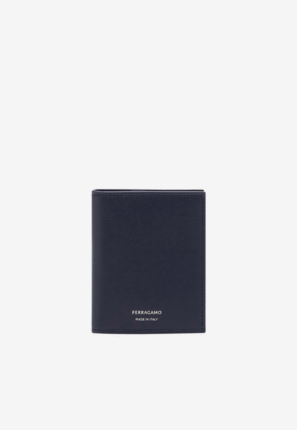 Salvatore Ferragamo Logo Stamp Leather Cardholder Midnight Blue 661370 FLORENCE 775377 MIDNIGHT