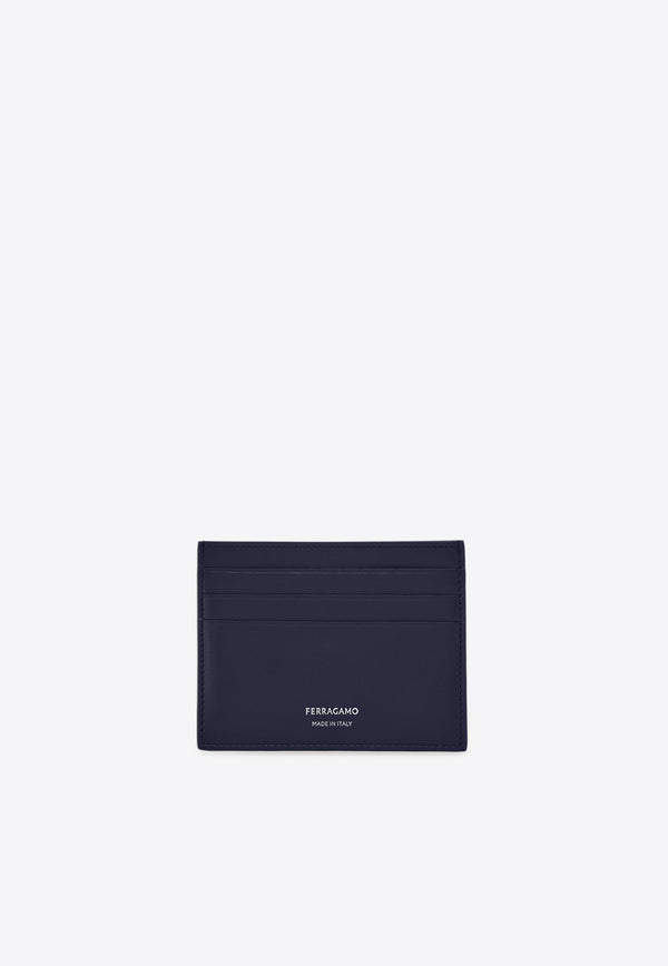 Ferragamo Florence Logo Stamp Leather Cardholder Midnight Blue 661396 FLORENCE 776819 MIDNIGHT