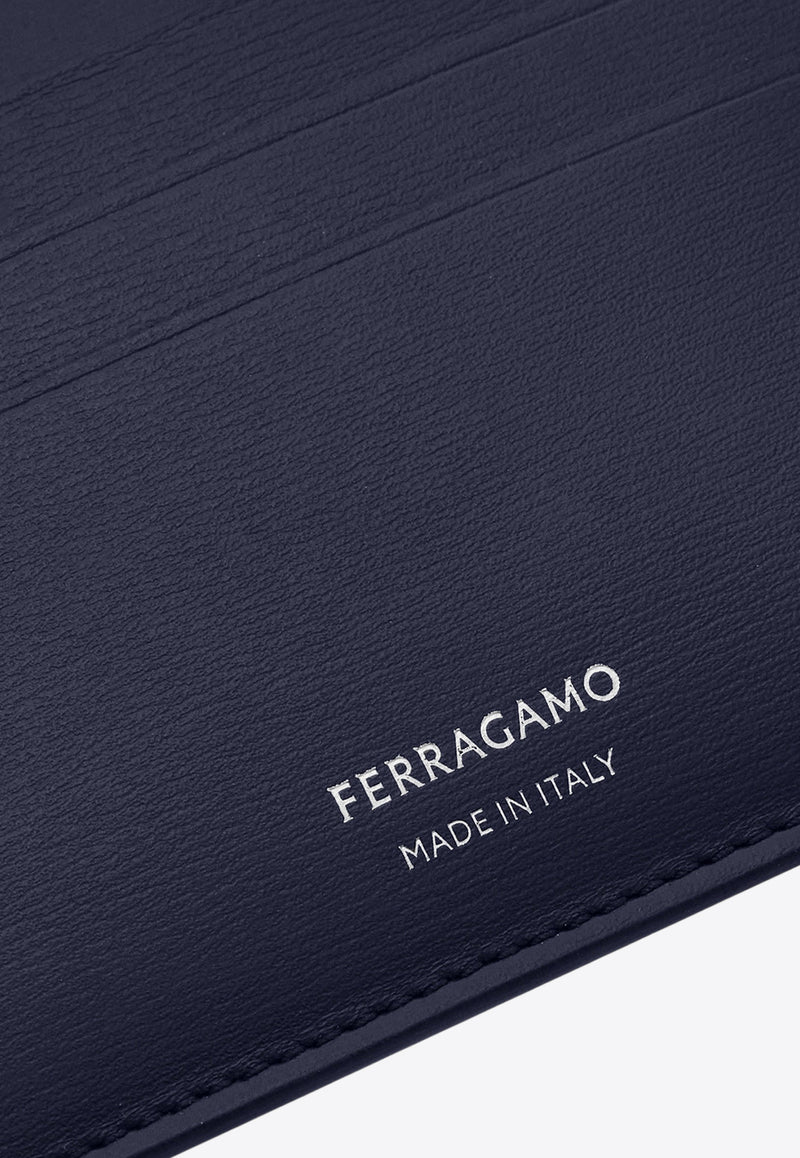 Ferragamo Florence Logo Stamp Leather Cardholder Midnight Blue 661396 FLORENCE 776819 MIDNIGHT