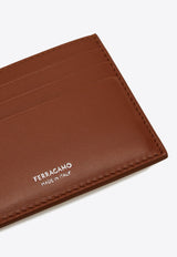 Ferragamo Florence Logo Stamp Leather Cardholder Camel 661396 FLORENCE 787011 ALMOND