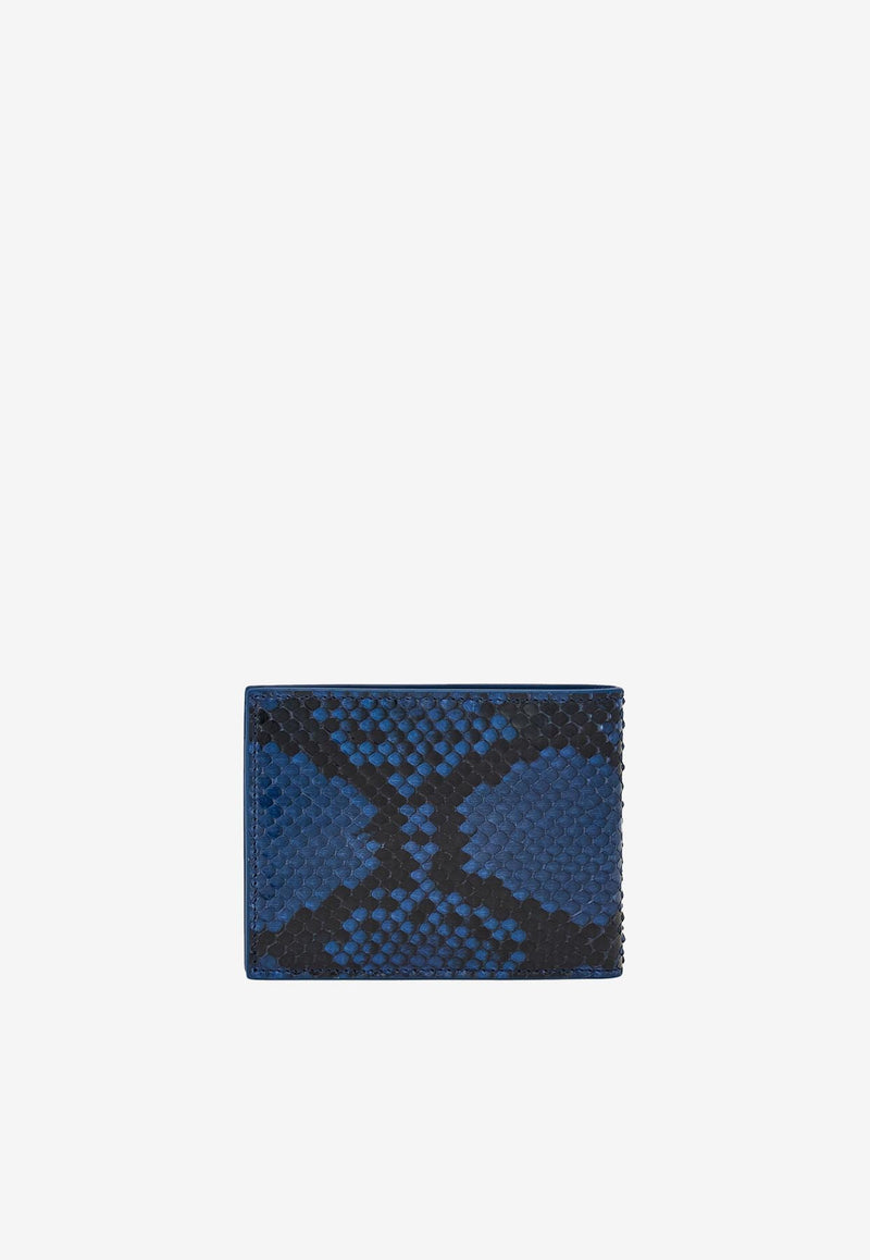 Ferragamo Gancini Python-Embossed Leather Wallet Blue 661451 MICRO GANCIO 779776 TEAL BLUE