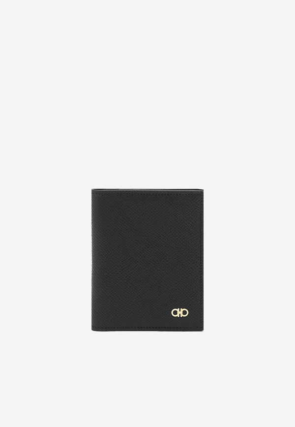 Salvatore Ferragamo Gancini Grained Leather Cardholder Black 661452 MICRO GANCIO 775661 NERO