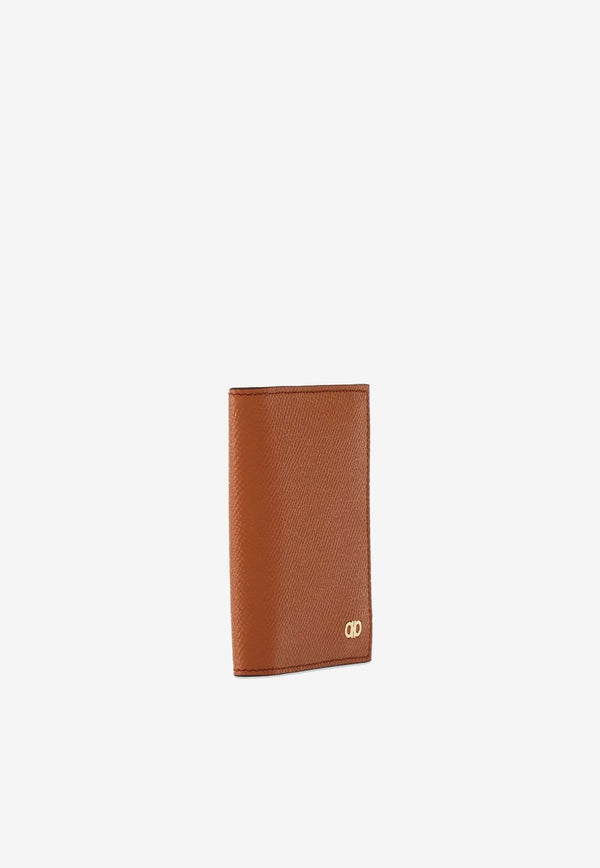 Salvatore Ferragamo Gancini Grained Leather Cardholder Cognac 661452 MICRO GANCIO 775662 NEW COGNAC