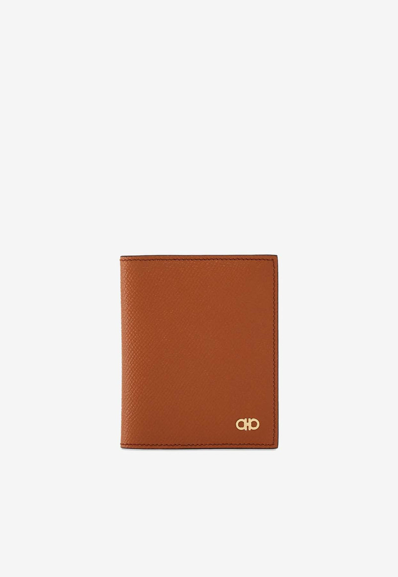 Salvatore Ferragamo Gancini Grained Leather Cardholder Cognac 661452 MICRO GANCIO 775662 NEW COGNAC