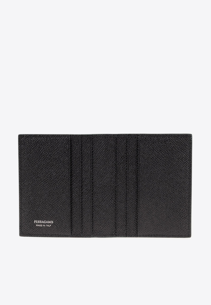 Ferragamo Gancini Grained Leather Cardholder Moss 661452 MICRO GANCIO 788087 MOSS