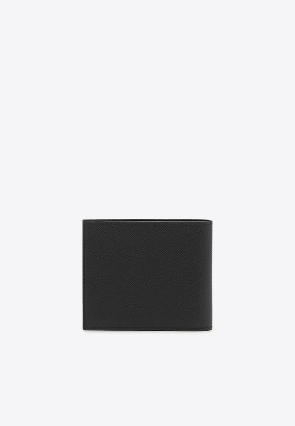 Ferragamo Gancini Grained Leather Bi-Fold Wallet Black 661457 MICRO GANCIO 775650 NERO