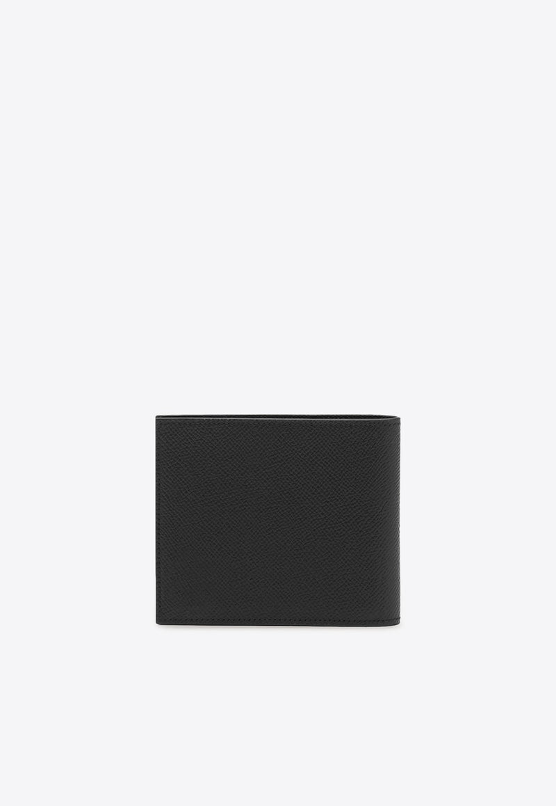 Ferragamo Gancini Grained Leather Bi-Fold Wallet Black 661457 MICRO GANCIO 775650 NERO