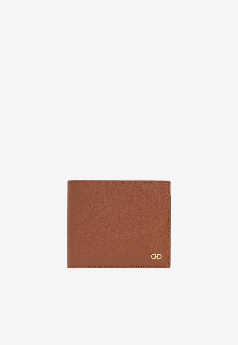 Salvatore Ferragamo Gancini Bi-Fold Wallet in Grained Leather Cognac 661457 MICRO GANCIO 775651 NEW COGNAC