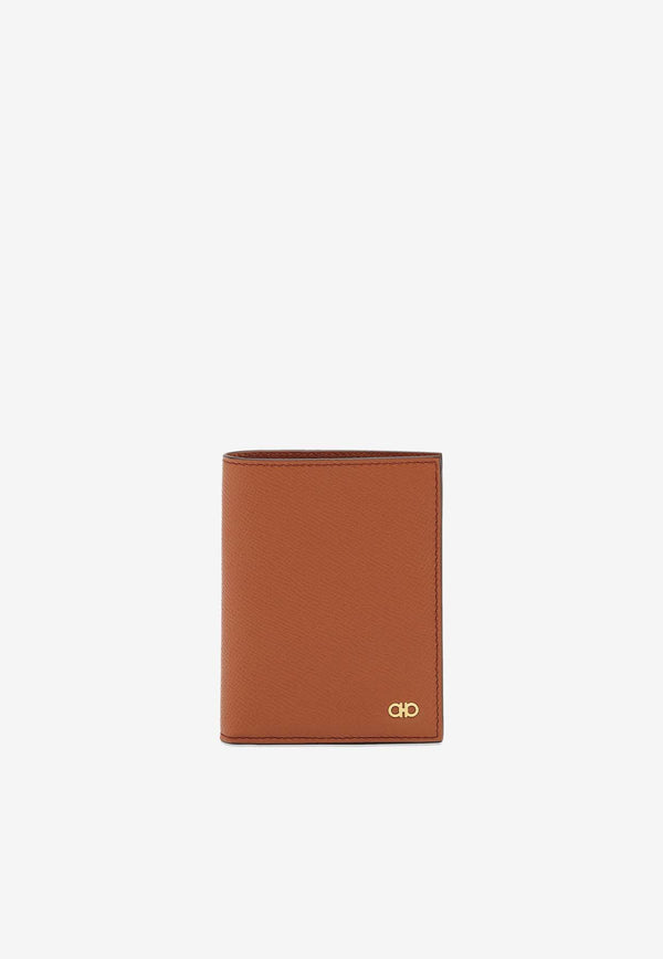 Salvatore Ferragamo Gancini Leather Compact Wallet Cognac 661459 MICRO GANCIO 775657 NEW COGNAC