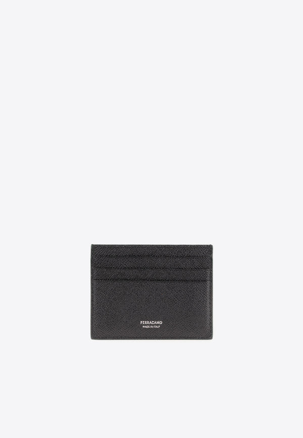 Ferragamo Gancini Grained Leather Cardholder Moss 661478 MICRO GANCIO 788092 MOSS
