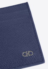 Ferragamo Gancini Grained Leather Cardholder Graphite 661478 MICRO GANCIO 788093 GRAPHITE