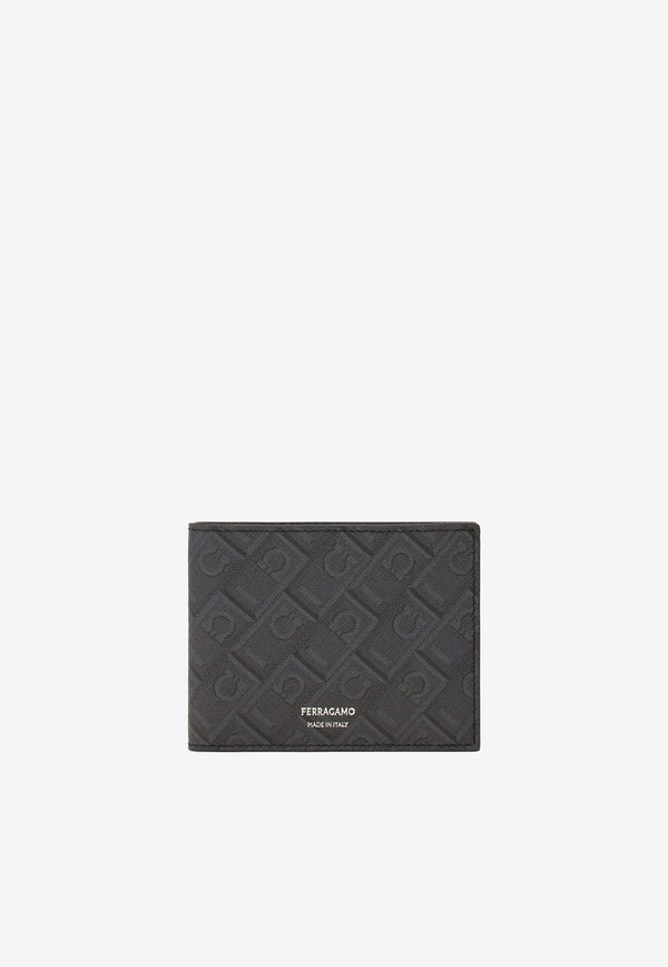 Salvatore Ferragamo Logo Monogram Bi-Fold Wallet Black 661550 MONOGRAM 780328 NERO/GRIGIO