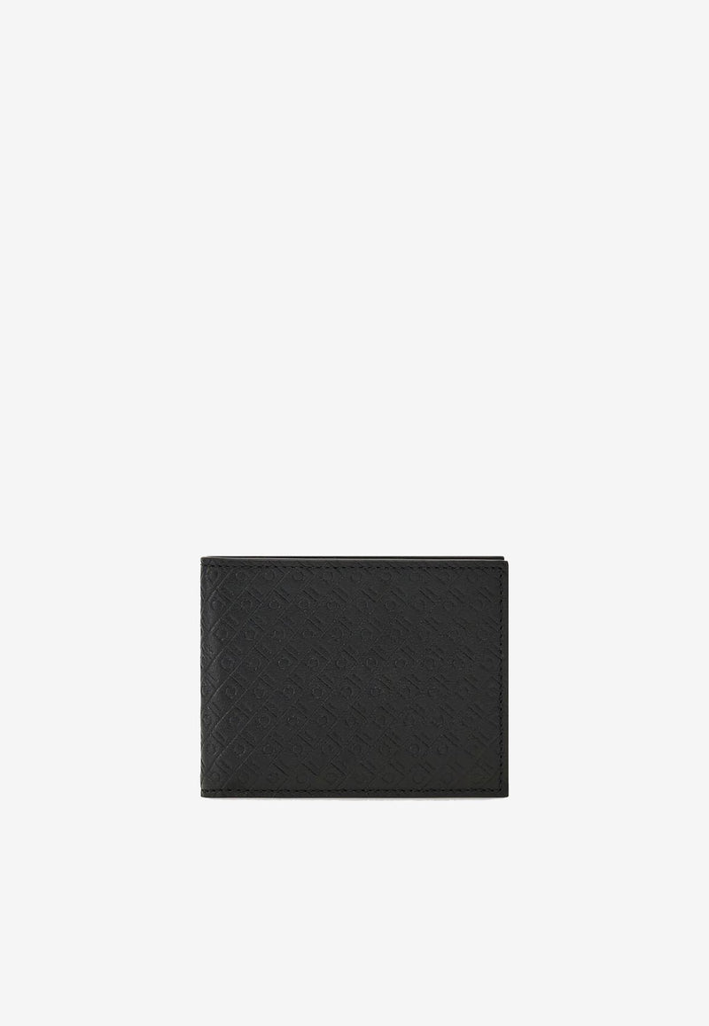 Ferragamo Monogram Embossed Bi-Fold Wallet Black 661565 EMB ALL OVER 780059 NERO