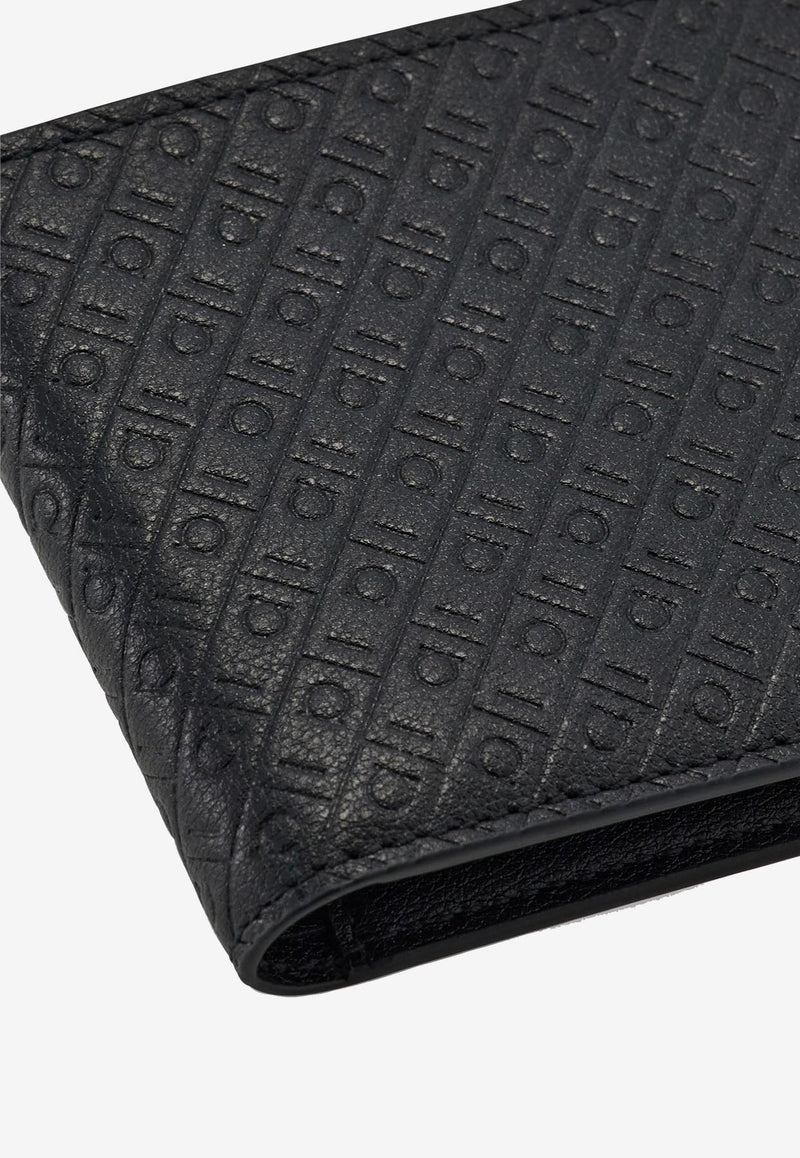 Ferragamo Monogram Embossed Bi-Fold Wallet Black 661565 EMB ALL OVER 780059 NERO