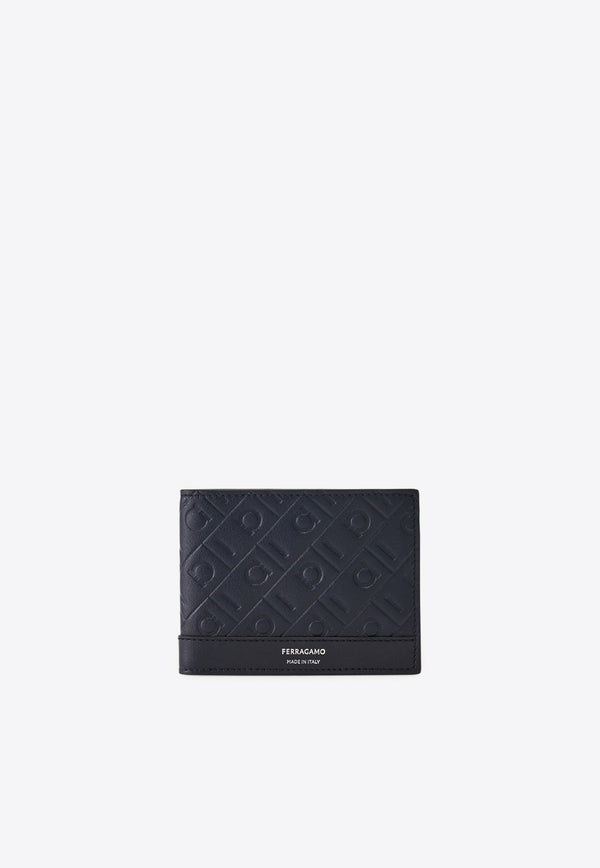 Ferragamo Embossed Monogram Leather Bi-Fold Wallet Navy 661641 MD EMBOSSED 783383 BLUEMARINE
