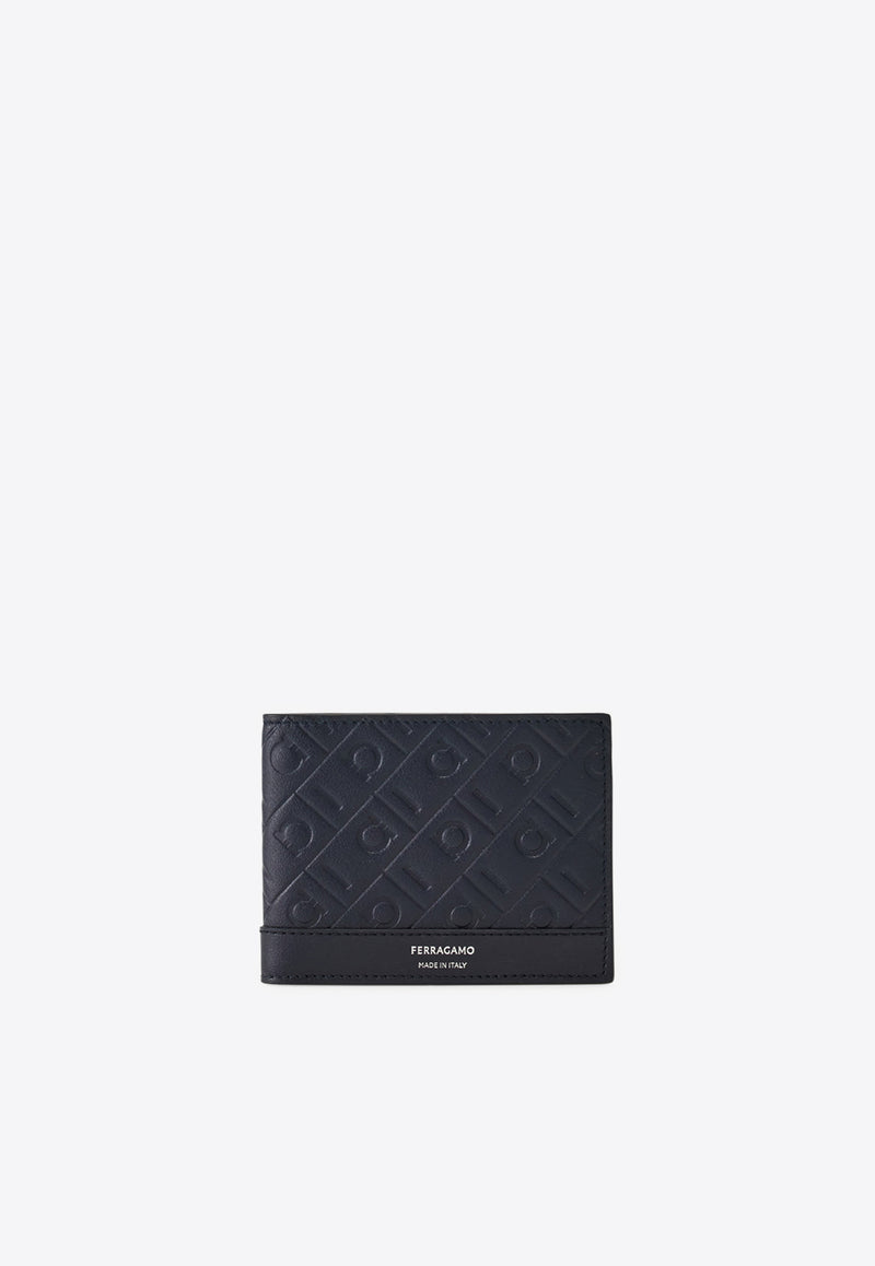 Ferragamo Embossed Monogram Leather Bi-Fold Wallet Navy 661641 MD EMBOSSED 783383 BLUEMARINE
