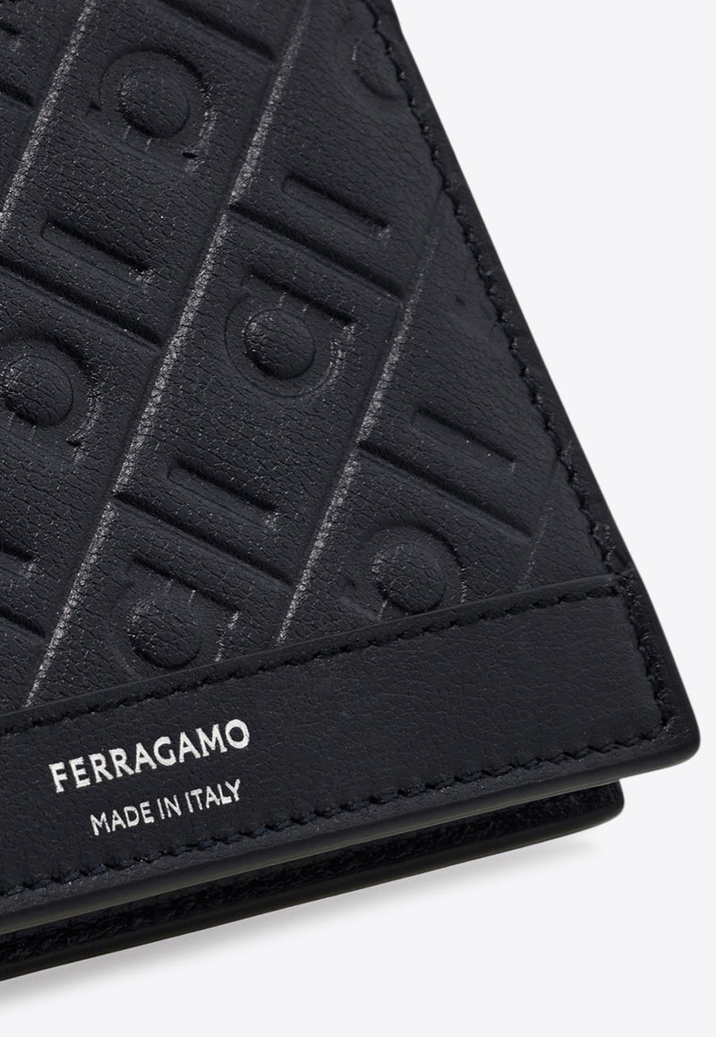 Ferragamo Embossed Monogram Leather Bi-Fold Wallet Navy 661641 MD EMBOSSED 783383 BLUEMARINE