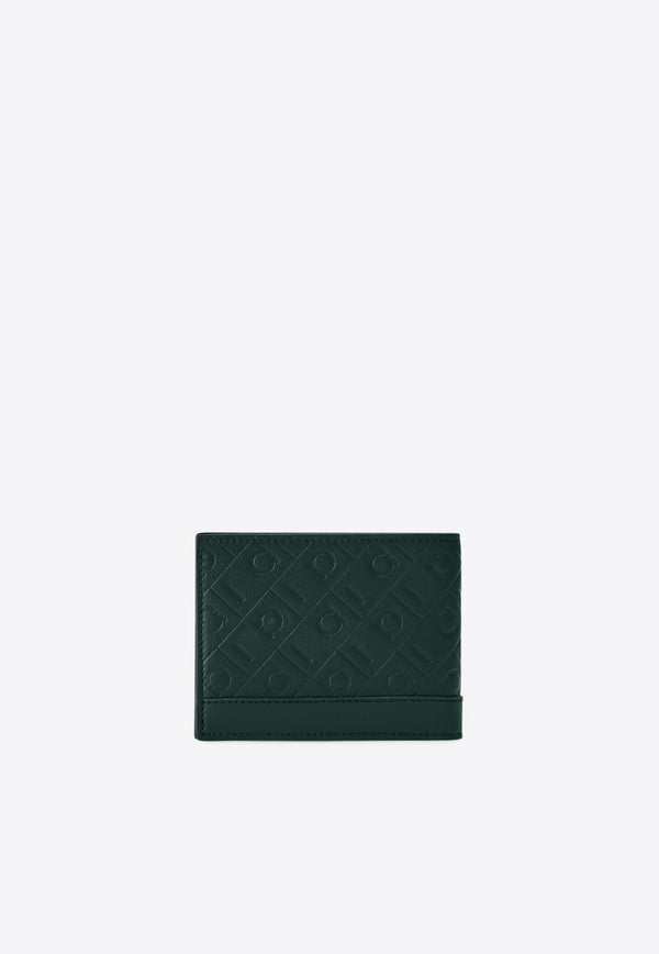 Ferragamo Embossed Monogram Leather Bi-Fold Wallet Moss 661641 MD EMBOSSED 785286 MOSS