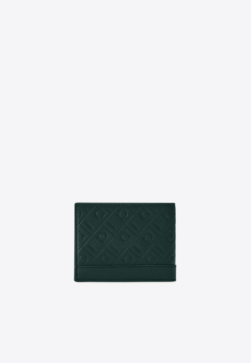 Ferragamo Embossed Monogram Leather Bi-Fold Wallet Moss 661641 MD EMBOSSED 785286 MOSS