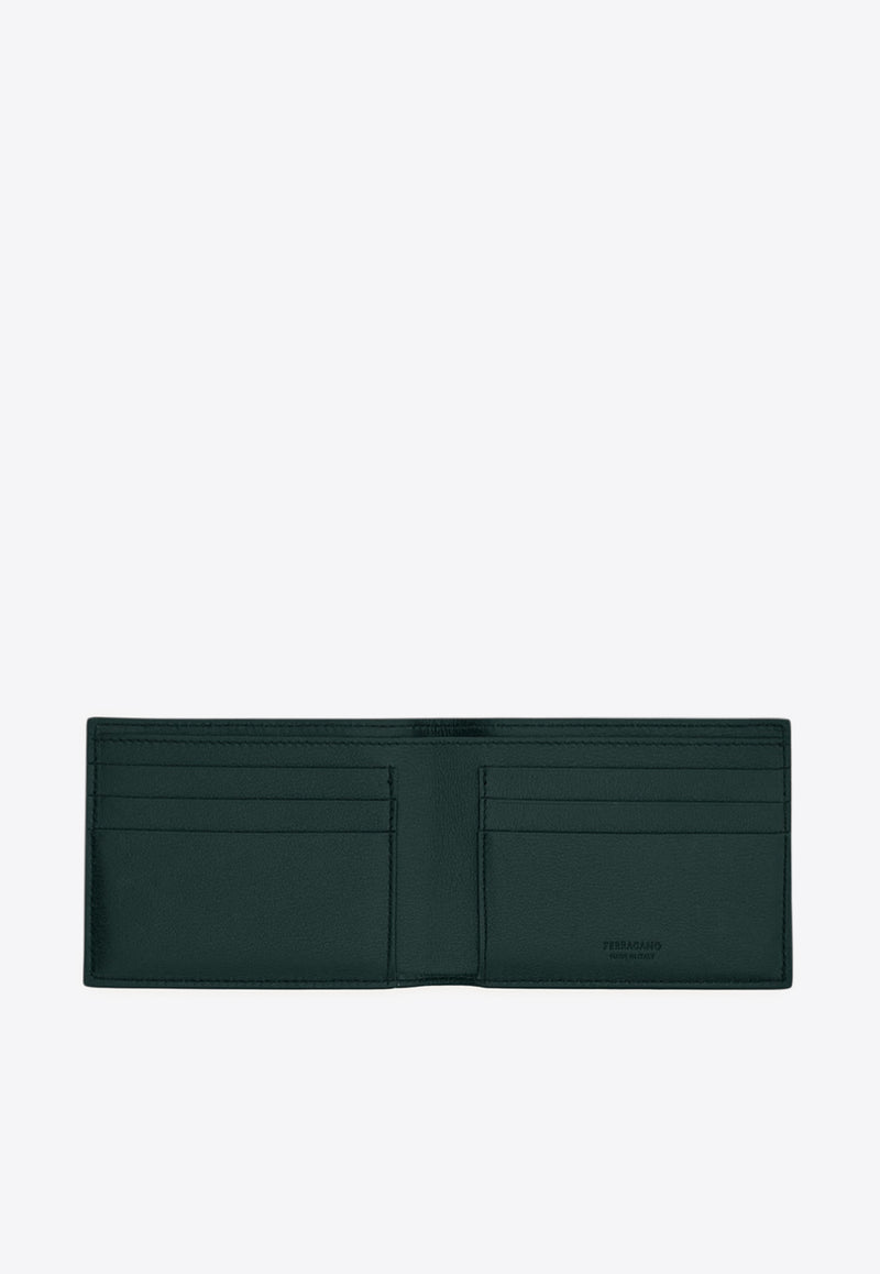 Ferragamo Embossed Monogram Leather Bi-Fold Wallet Moss 661641 MD EMBOSSED 785286 MOSS