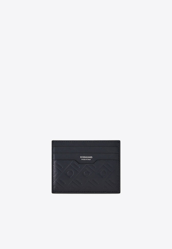 Ferragamo Embossed Monogram Leather Cardholder Navy 661649 MD EMBOSSED 783385 BLUEMARINE
