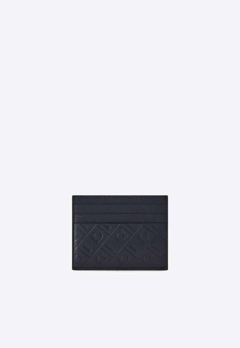 Ferragamo Embossed Monogram Leather Cardholder Navy 661649 MD EMBOSSED 783385 BLUEMARINE