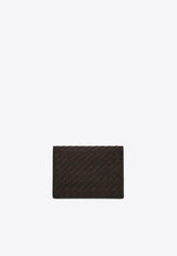 Ferragamo Gancini Woven Leather Bi-Fold Cardholder Brown 661706 GANCIO WOVEN 786403 T MORO/NERO