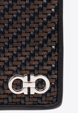 Ferragamo Gancini Woven Leather Bi-Fold Wallet Brown 661714 GANCIO WOVEN 787103 T MORO/NERO