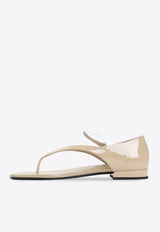 Logo Leather Flat Sandals