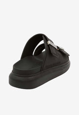 Alexander McQueen Hybrid Slides with Double-Buckles Black 663563W4Z51 1081