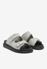 Alexander McQueen Hybrid Slides with Double-Buckles Gray 663563W4Z54 1712