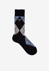 Prada Argyle Pattern Knitted Socks Blue 66562OOO15KA/P_PRADA-F0008