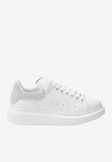 Alexander McQueen Oversized Low-Top Sneakers with Crystal Embellished Heel White 666407WIAIJ 9069