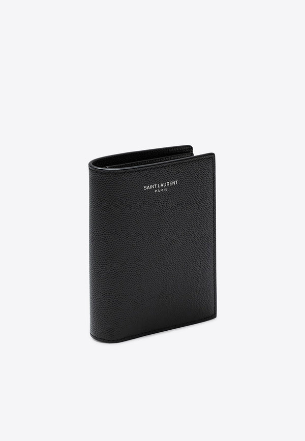 Saint Laurent Logo Stamped Leather Bi-Fold Cardholder Black 668726BTY0N/P_YSL-1000