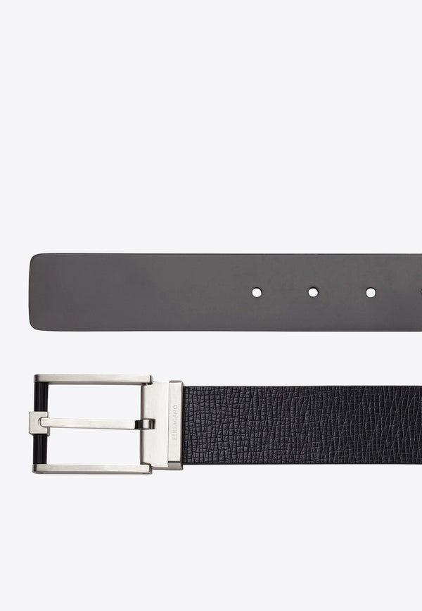 Salvatore Ferragamo Reversible Adjustable Leather Belt Black 670219 DOUBLE ADJUS 764832 NERO
