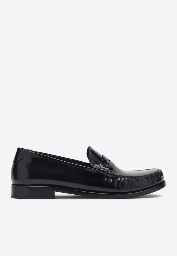 Saint Laurent Cassandre Patent Leather Loafers Black 670231AAA7R/Q_YSL-1000