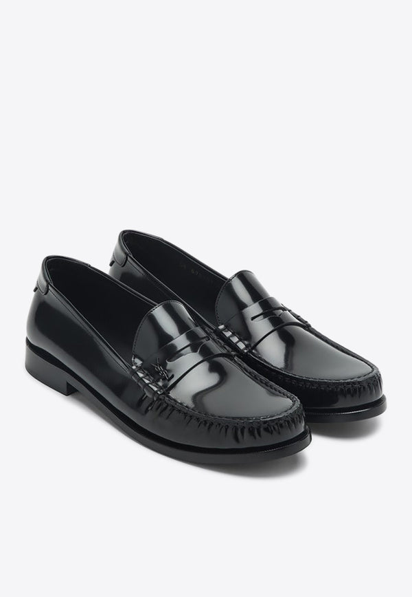 Saint Laurent Cassandre Patent Leather Loafers Black 670231AAA7R/Q_YSL-1000