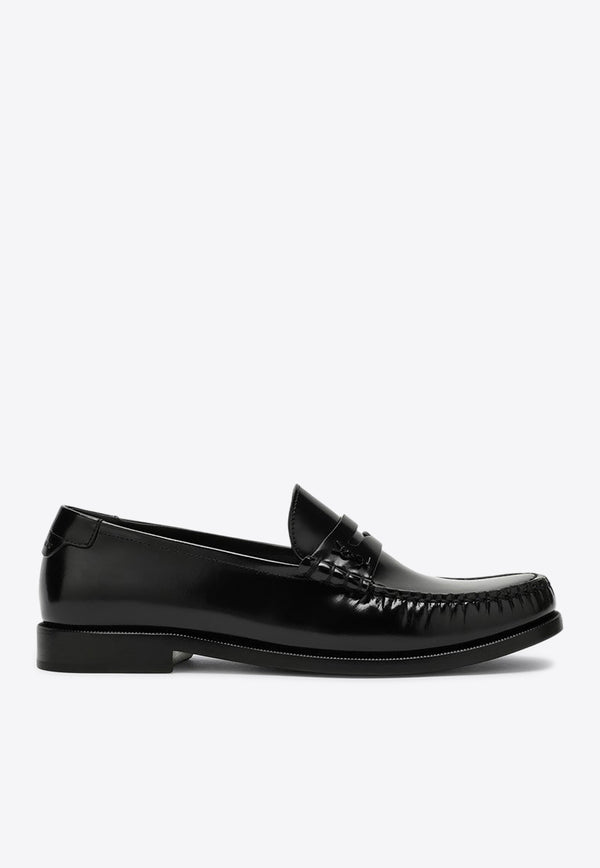 Saint Laurent Monogram Leather Loafers  Black 670232AAA7R/P_YSL-1000