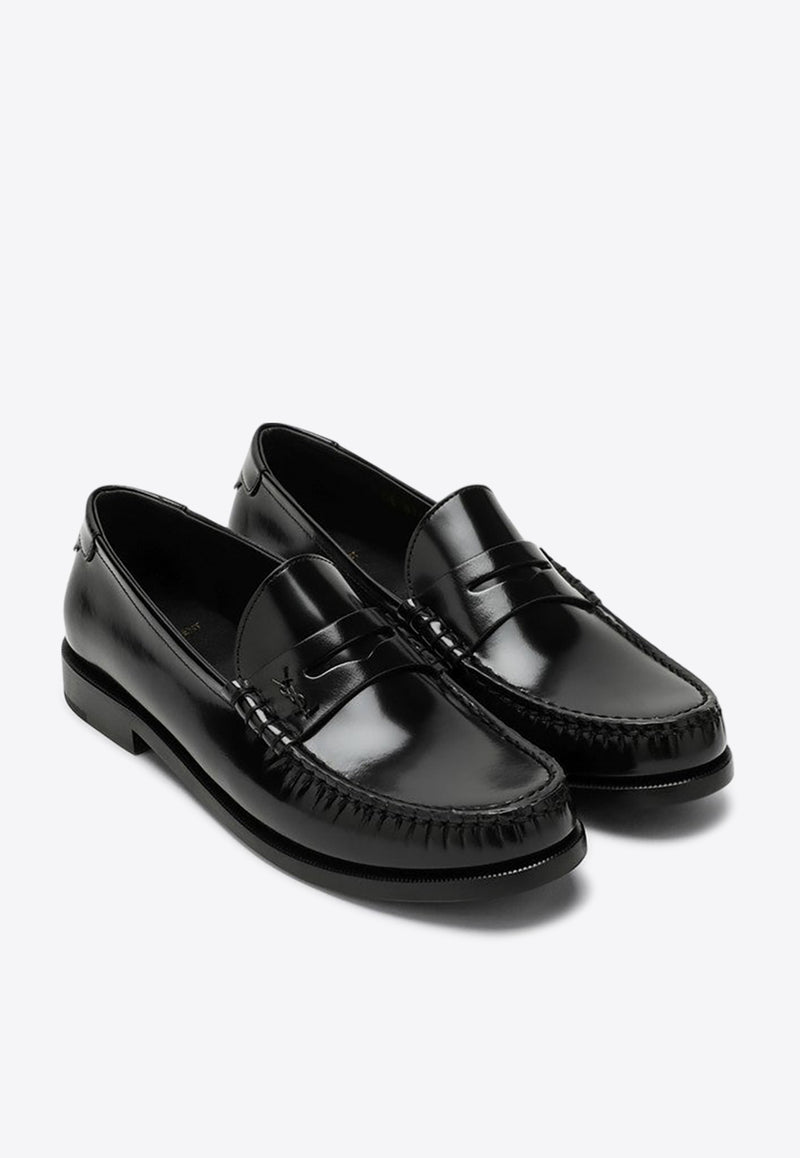 Saint Laurent Monogram Leather Loafers  Black 670232AAA7R/P_YSL-1000