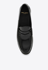 Saint Laurent Monogram Leather Loafers  Black 670232AAA7R/P_YSL-1000