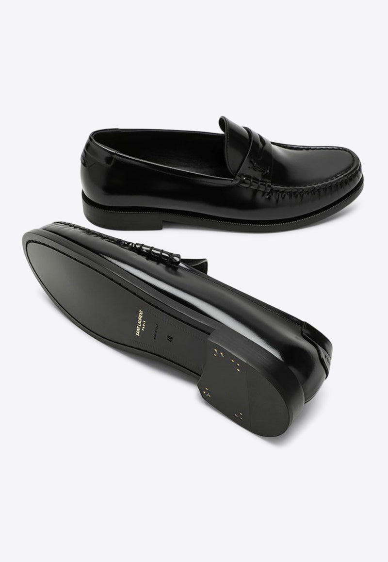 Saint Laurent Monogram Leather Loafers  Black 670232AAA7R/P_YSL-1000