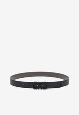 Salvatore Ferragamo Gancini Reversible Leather Belt Black 670266 DOUBLE ADJUS 765786 NERO